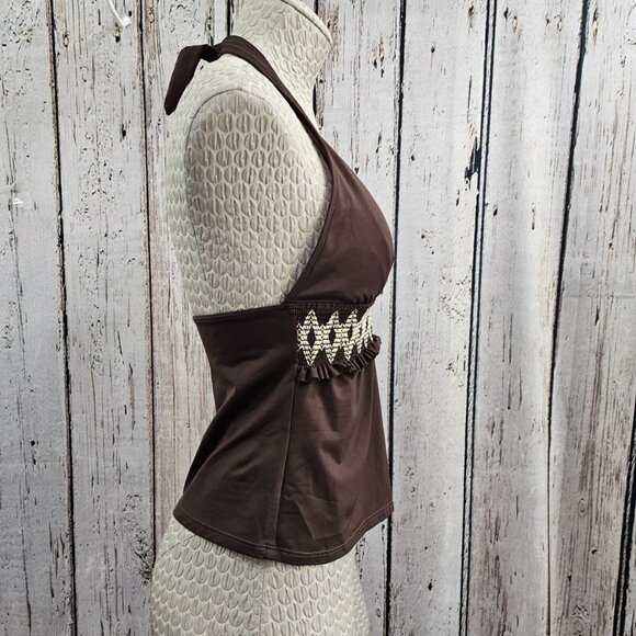 La‎ Blanca Rod Beattie Womens 10 Brown Gusseted Tankini Swim Top Bikini Tank EUC - Picture 3 of 4